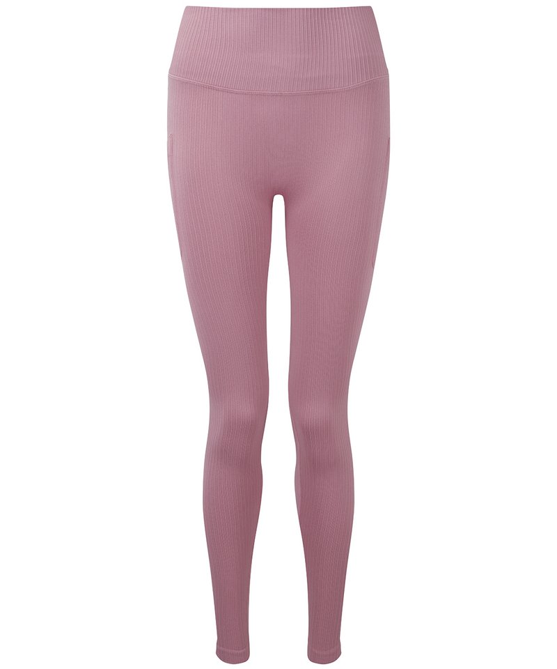 Women's Tridri Ribbed Seamless 3D Fit Multi-Sport Leggings in Mauve by TriDri — Custom branded clothing by Print Press, featuring premium embroidery produced in our specialist print lab in the UK.