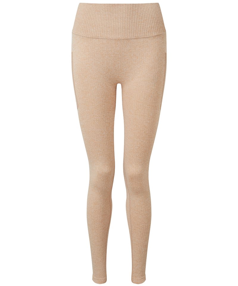 Women's Tridri Ribbed Seamless 3D Fit Multi-Sport Leggings in Nude Melange by TriDri — Custom branded clothing by Print Press, featuring premium embroidery produced in our specialist print lab in the UK.