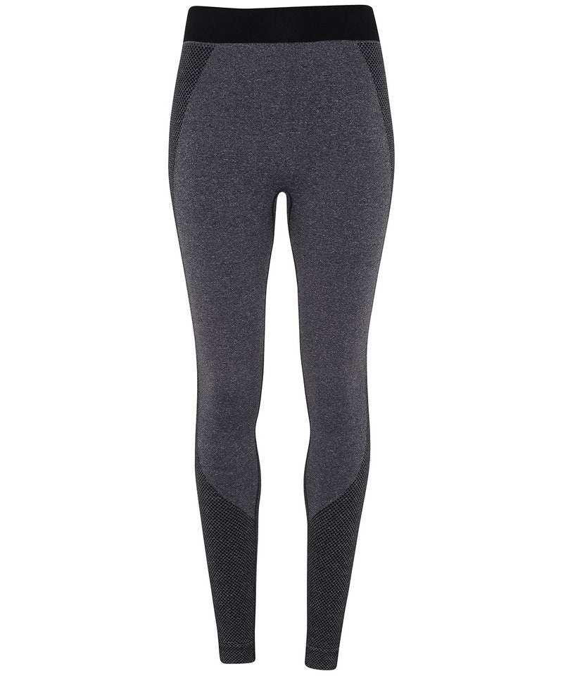 Women's Tridri Seamless '3D Fit' Multi-Sport Sculpt Leggings in Black Melange by TriDri — Custom branded clothing by Print Press, featuring premium embroidery produced in our specialist print lab in the UK.