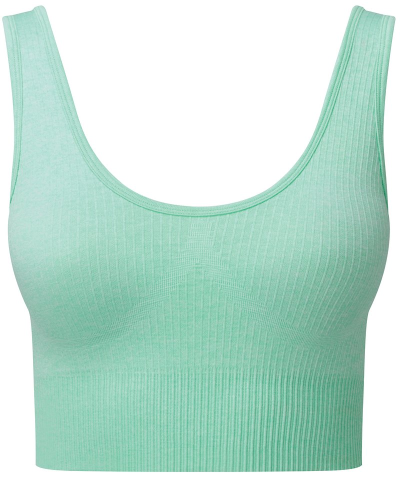 Women's Tridri Ribbed Seamless 3D Fit Multi-Sport Bra in Peppermint Melange by TriDri — Custom branded clothing by Print Press, featuring premium embroidery produced in our specialist print lab in the UK.