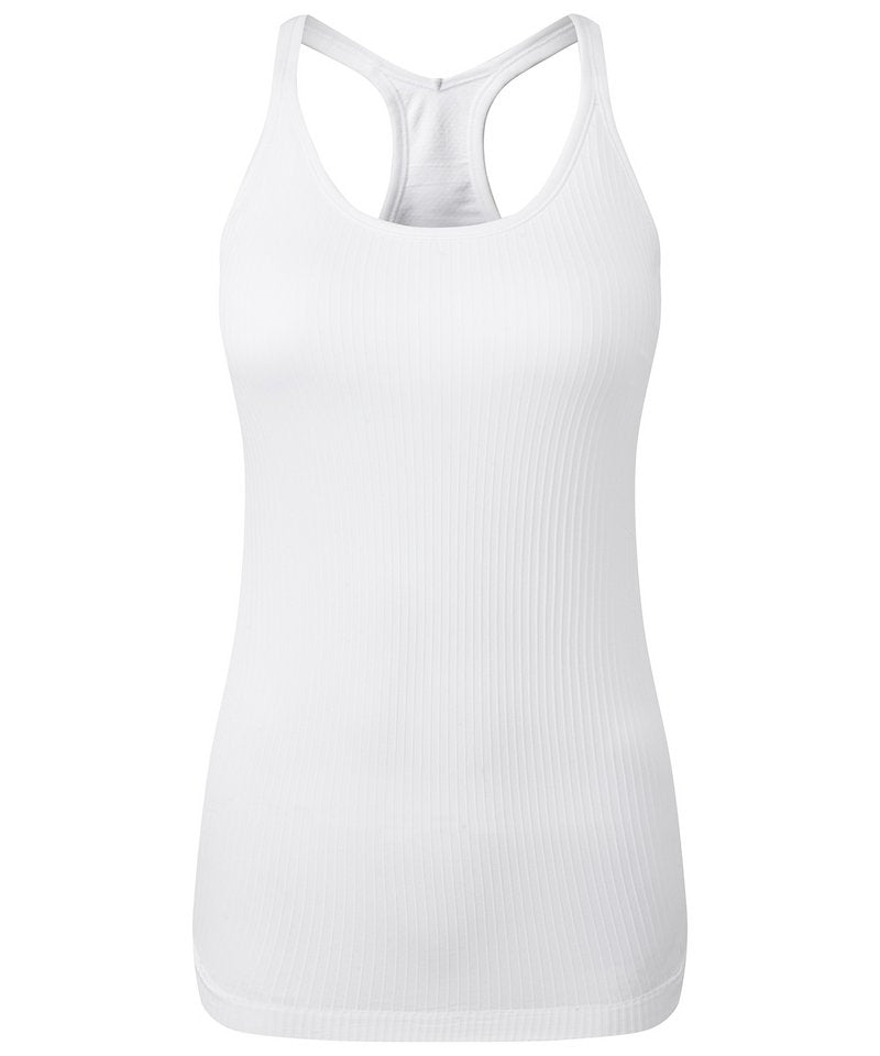 Women's Tridri Seamless '3D Fit' Multi-Sport Sculpt Vest With Secret Support in White by TriDri — Custom branded clothing by Print Press, featuring premium embroidery produced in our specialist print lab in the UK.