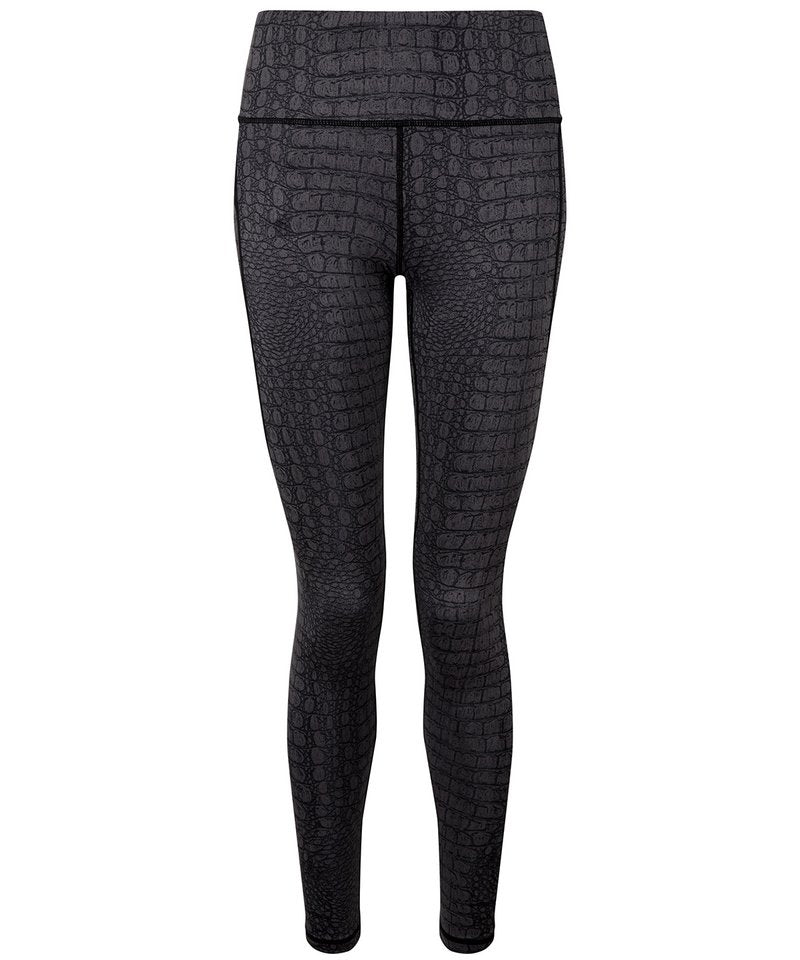 Women's Tridri Performance Animal Printed Leggings in Crocodile Black by TriDri — Custom branded clothing by Print Press, featuring premium embroidery produced in our specialist print lab in the UK.