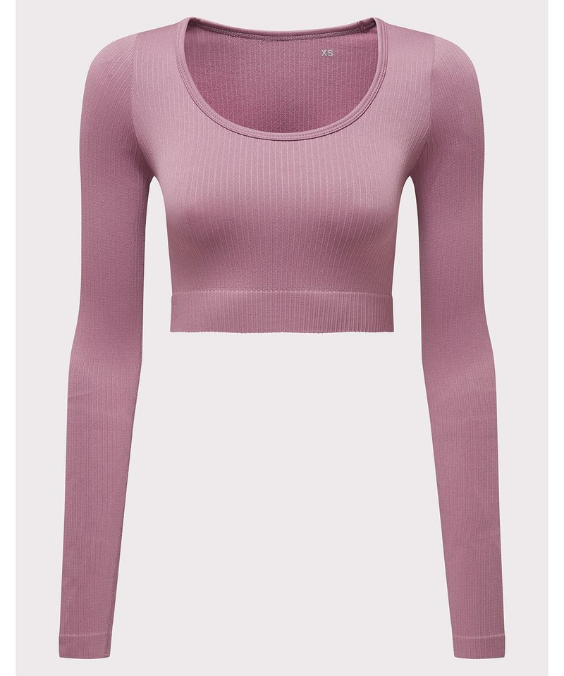 Women's Tridri Ribbed Seamless '3D Fit' Crop Top in Mauve by TriDri — Custom branded clothing by Print Press, featuring premium embroidery produced in our specialist print lab in the UK.