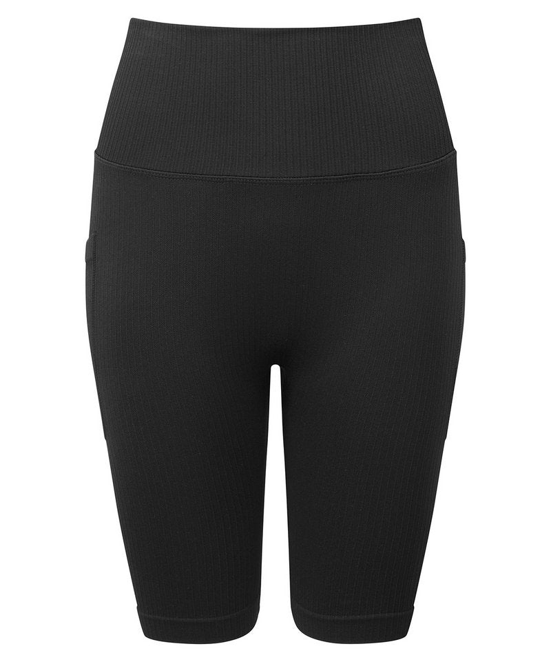 Women's Tridri Ribbed Seamless '3D Fit' Cycle Shorts in Black by TriDri — Custom branded clothing by Print Press, featuring premium embroidery produced in our specialist print lab in the UK.