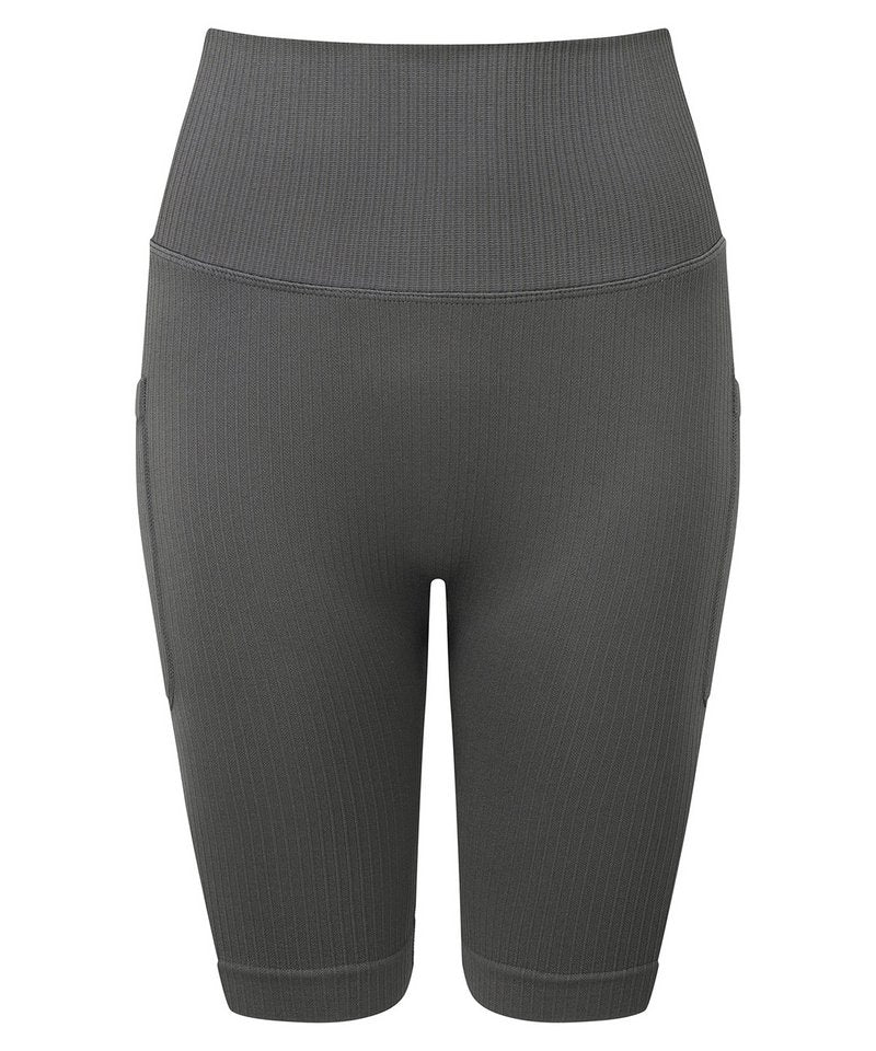 Women's Tridri Ribbed Seamless '3D Fit' Cycle Shorts in Charcoal by TriDri — Custom branded clothing by Print Press, featuring premium embroidery produced in our specialist print lab in the UK.