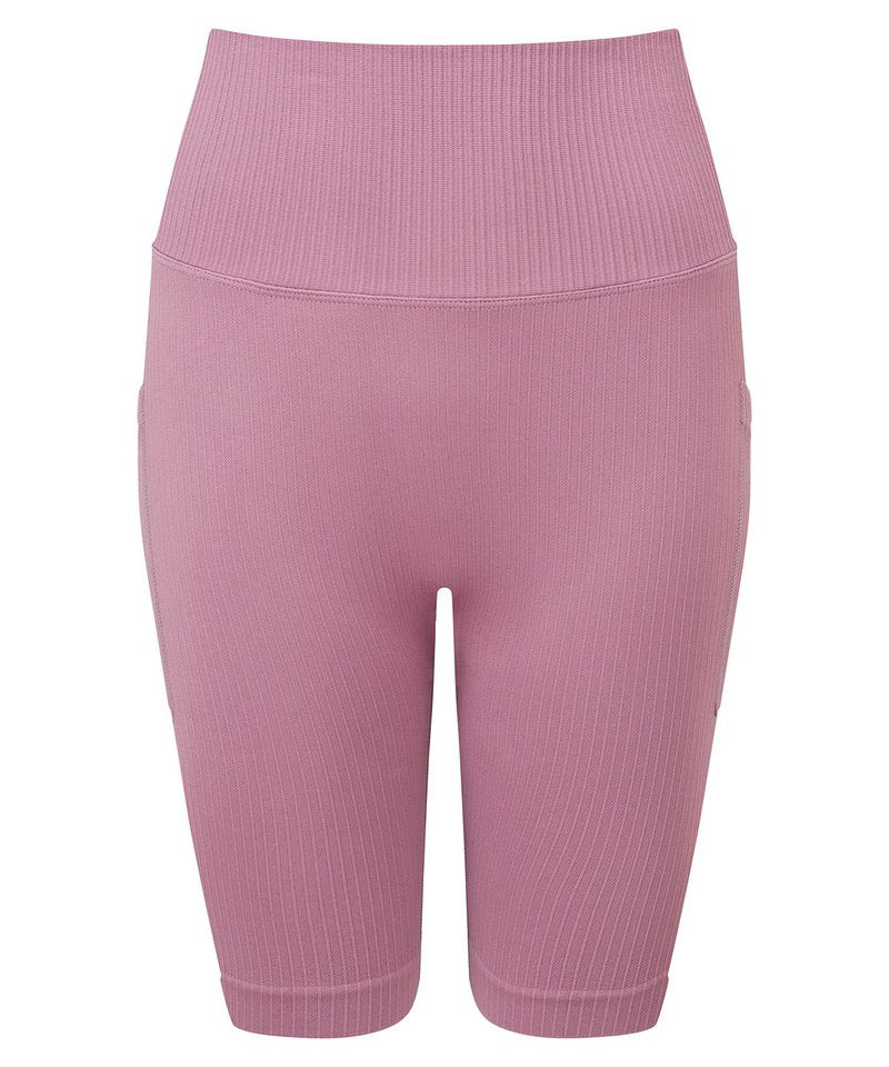 Women's Tridri Ribbed Seamless '3D Fit' Cycle Shorts in Mauve by TriDri — Custom branded clothing by Print Press, featuring premium embroidery produced in our specialist print lab in the UK.