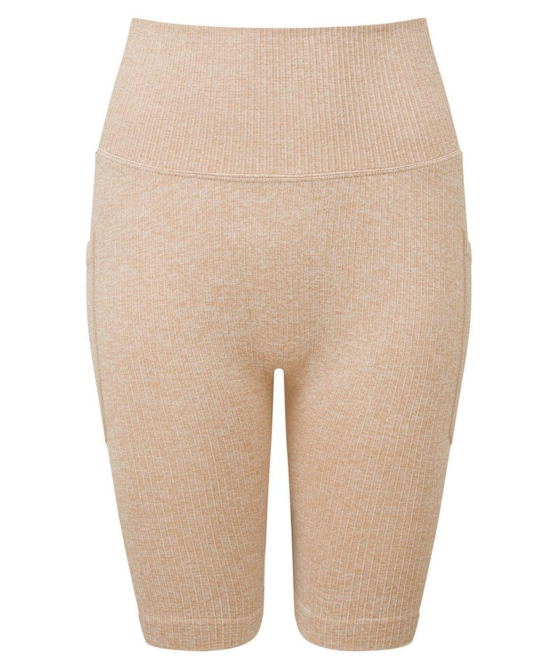 Women's Tridri Ribbed Seamless '3D Fit' Cycle Shorts in Nude Melange by TriDri — Custom branded clothing by Print Press, featuring premium embroidery produced in our specialist print lab in the UK.