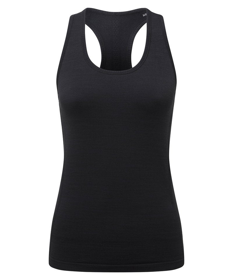 Women's Tridri Recycled Seamless 3D Fit Multi-Sport Flex Vest in Black by TriDri — Custom branded clothing by Print Press, featuring premium embroidery produced in our specialist print lab in the UK.
