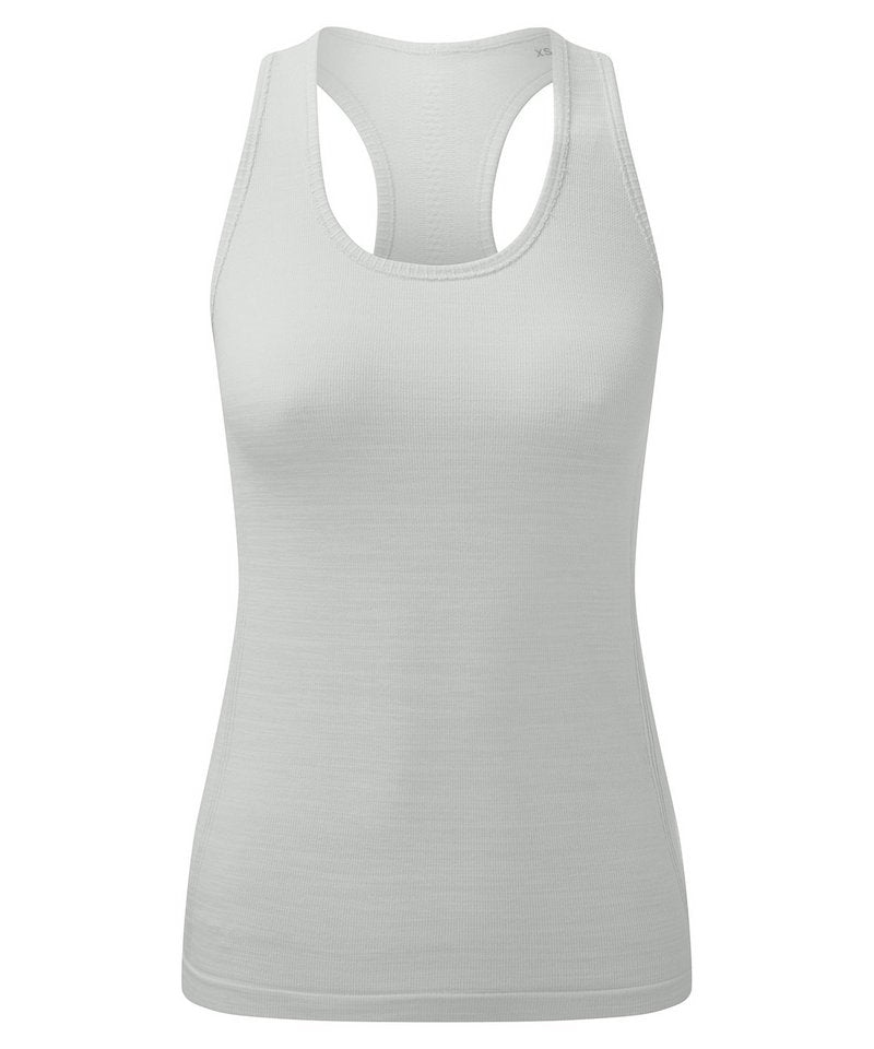 Women's Tridri Recycled Seamless 3D Fit Multi-Sport Flex Vest in Cool Grey Melange by TriDri — Custom branded clothing by Print Press, featuring premium embroidery produced in our specialist print lab in the UK.