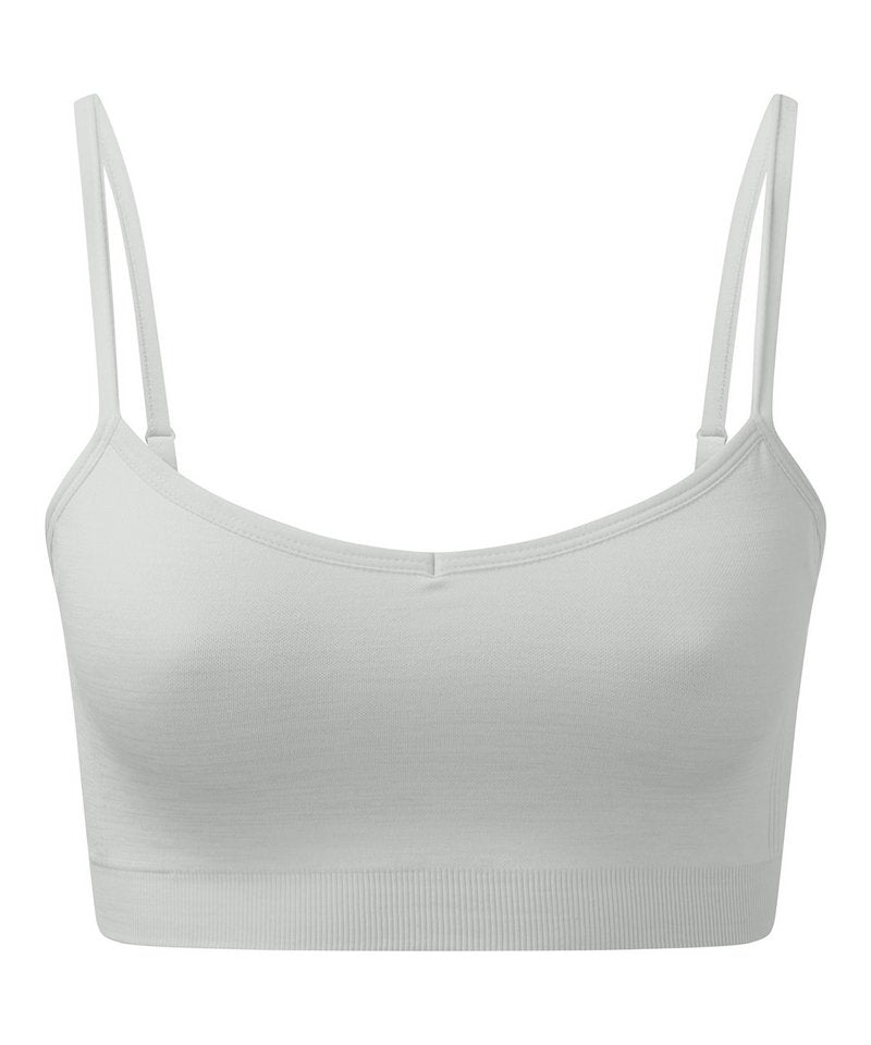 Women's Tridri Recycled Seamless 3D Fit Multi-Sport Flex Bra in Cool Grey Melange by TriDri — Custom branded clothing by Print Press, featuring premium embroidery produced in our specialist print lab in the UK.