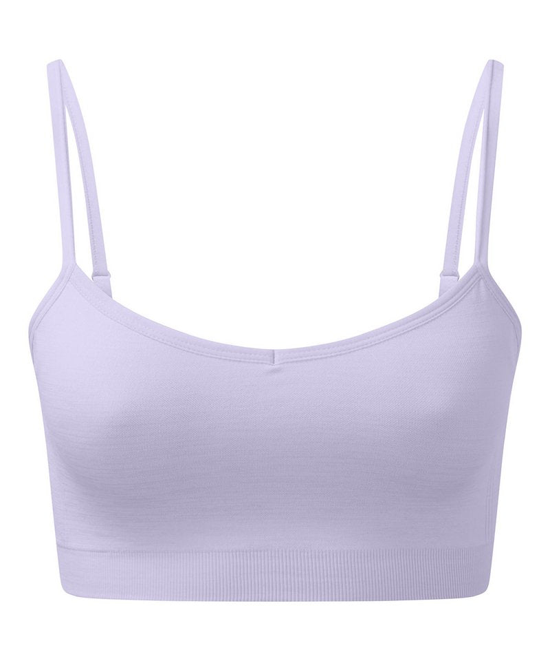 Women's Tridri Recycled Seamless 3D Fit Multi-Sport Flex Bra in Lilac Melange by TriDri — Custom branded clothing by Print Press, featuring premium embroidery produced in our specialist print lab in the UK.