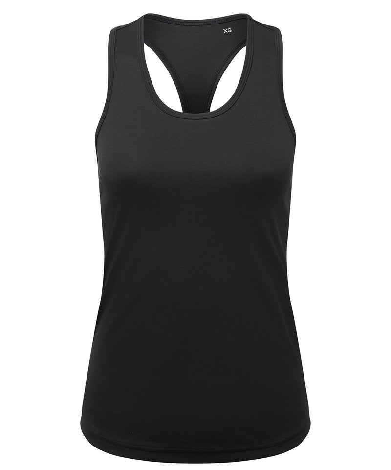 Women's Tridri Recycled Performance Slim Racerback Vest in Black by TriDri — Custom branded clothing by Print Press, featuring premium embroidery produced in our specialist print lab in the UK.