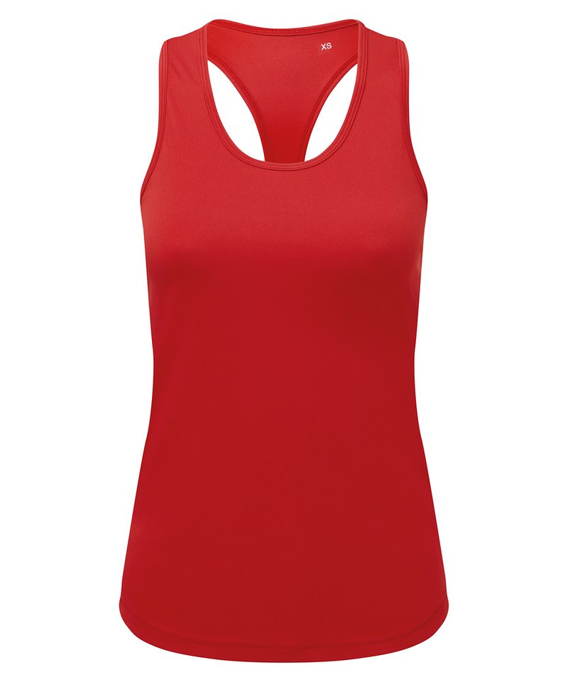Women's Tridri Recycled Performance Slim Racerback Vest in Fire Red by TriDri — Custom branded clothing by Print Press, featuring premium embroidery produced in our specialist print lab in the UK.