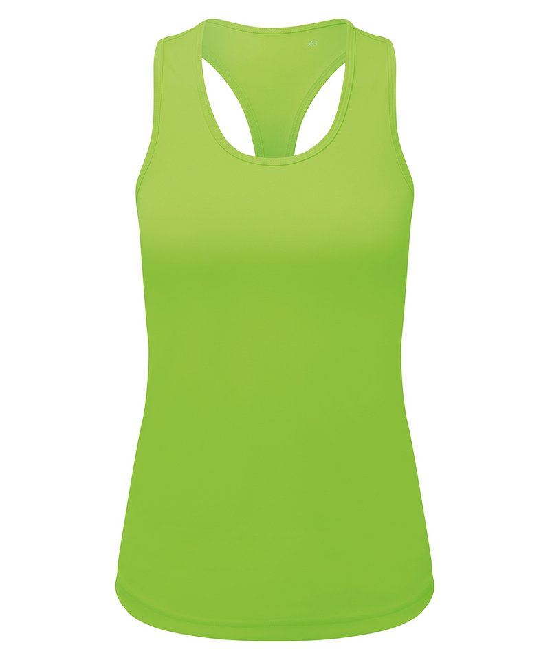 Women's Tridri Recycled Performance Slim Racerback Vest in Lightning Green by TriDri — Custom branded clothing by Print Press, featuring premium embroidery produced in our specialist print lab in the UK.