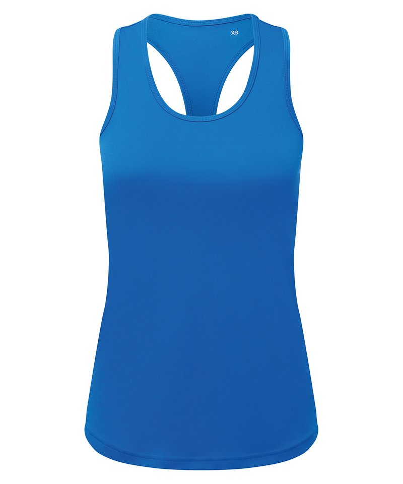 Women's Tridri Recycled Performance Slim Racerback Vest in Sapphire by TriDri — Custom branded clothing by Print Press, featuring premium embroidery produced in our specialist print lab in the UK.