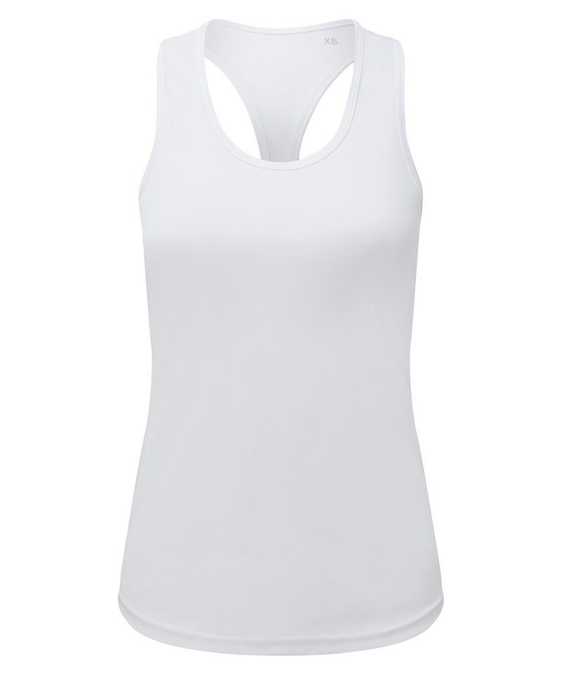 Women's Tridri Recycled Performance Slim Racerback Vest in White by TriDri — Custom branded clothing by Print Press, featuring premium embroidery produced in our specialist print lab in the UK.