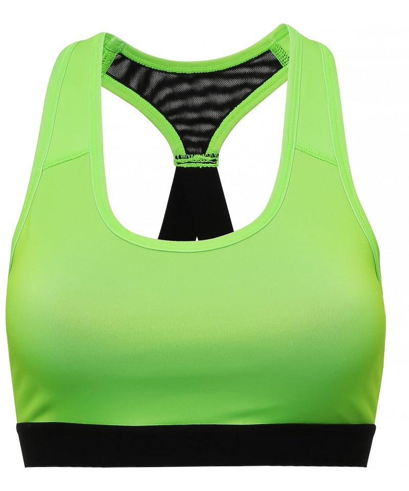 Tridri Performance Sports Bra (Medium Impact) in Lightning Green by TriDri — Custom branded clothing by Print Press, featuring premium embroidery produced in our specialist print lab in the UK.