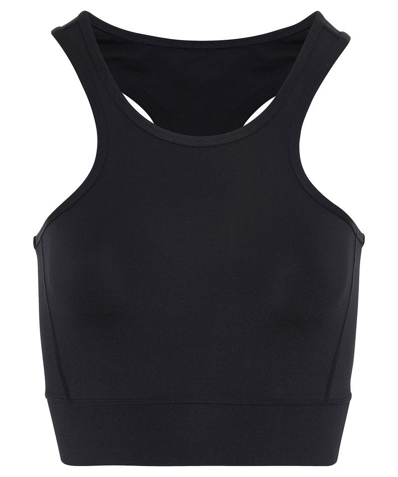 Tridri Performance Sports Mid-Length Bra (Low Impact) in Black by TriDri — Custom branded clothing by Print Press, featuring premium embroidery produced in our specialist print lab in the UK.
