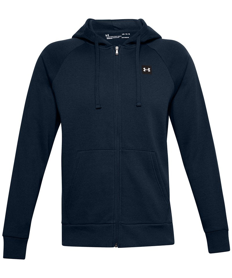Rival Fleece Full-Zip Hoodie in Academy Onyx White by Under Armour — Custom branded clothing by Print Press, featuring premium embroidery produced in our specialist print lab in the UK.