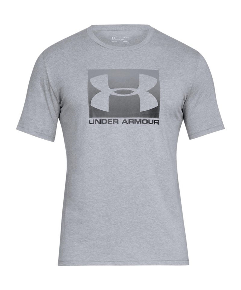 Under Armour Boxed Sport Style Short Sleeve in Steel Light Heather Graphite Black by Under Armour — Custom branded clothing by Print Press, featuring premium embroidery produced in our specialist print lab in the UK.
