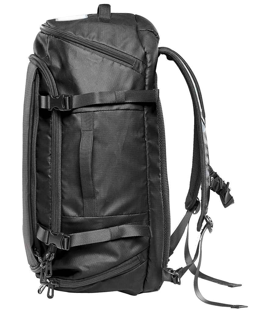 Stormtech Madagascar Duffle Backpack in ONE Black by Stormtech — Custom branded clothing by Print Press, featuring premium embroidery produced in our specialist print lab in the UK.