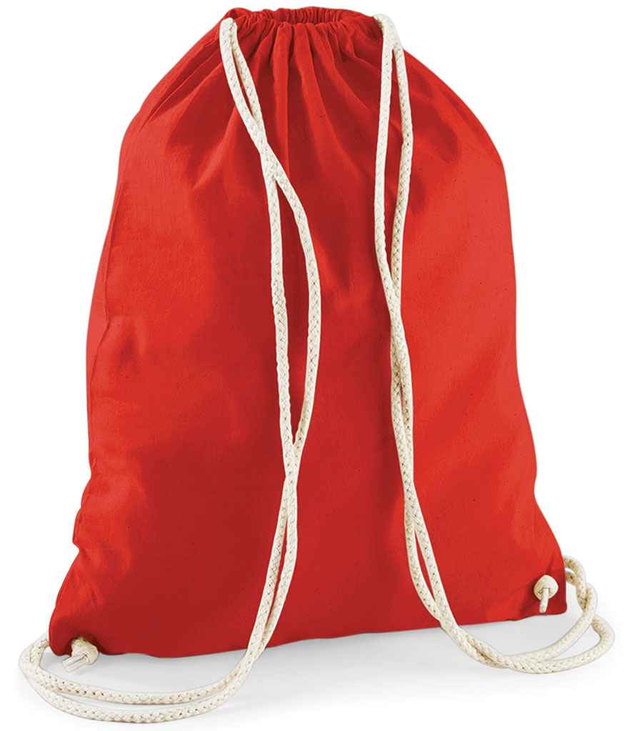 Westford Mill Cotton Gymsac in ONE Bright Red by Westford Mill — Custom branded clothing by Print Press, featuring premium embroidery produced in our specialist print lab in the UK.