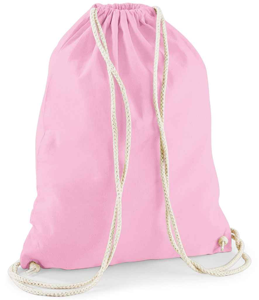 Westford Mill Cotton Gymsac in ONE Classic Pink White by Westford Mill — Custom branded clothing by Print Press, featuring premium embroidery produced in our specialist print lab in the UK.