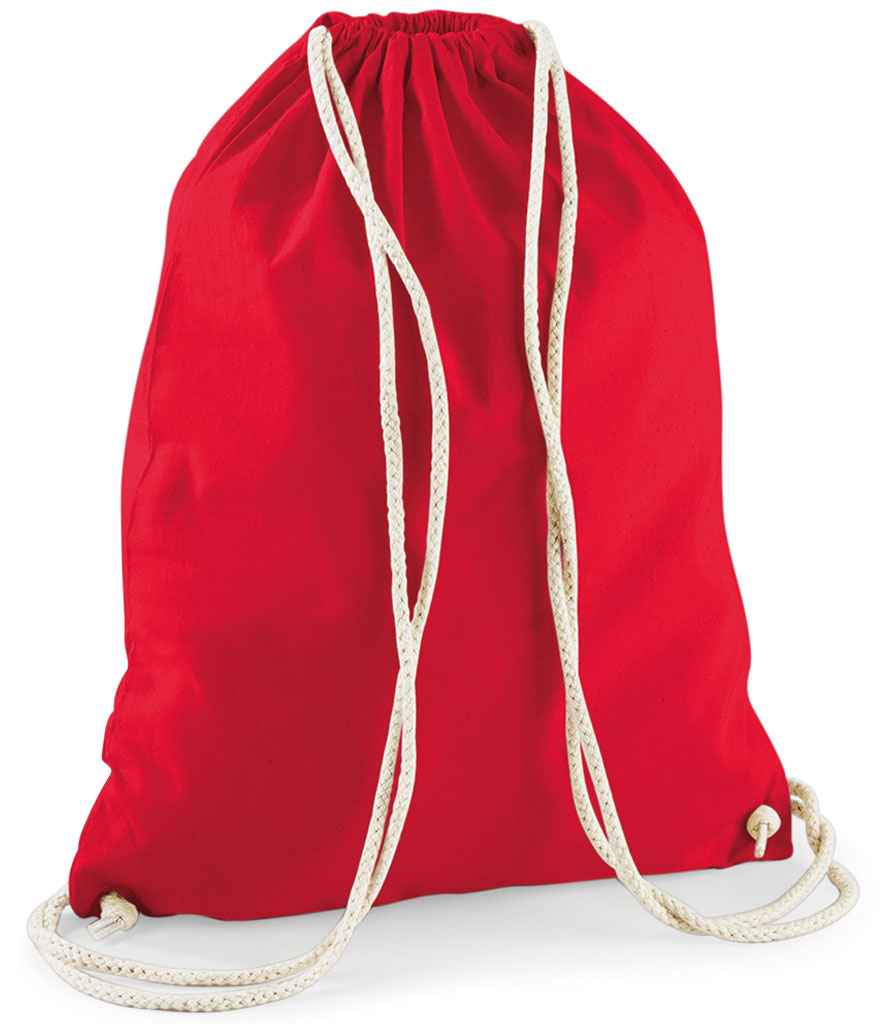 Westford Mill Cotton Gymsac in ONE Classic Red by Westford Mill — Custom branded clothing by Print Press, featuring premium embroidery produced in our specialist print lab in the UK.