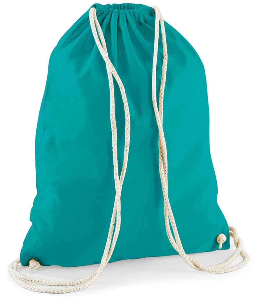 Westford Mill Cotton Gymsac in ONE Emerald by Westford Mill — Custom branded clothing by Print Press, featuring premium embroidery produced in our specialist print lab in the UK.