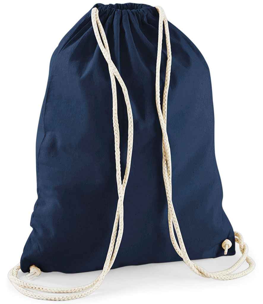 Westford Mill Cotton Gymsac in ONE French Navy by Westford Mill — Custom branded clothing by Print Press, featuring premium embroidery produced in our specialist print lab in the UK.