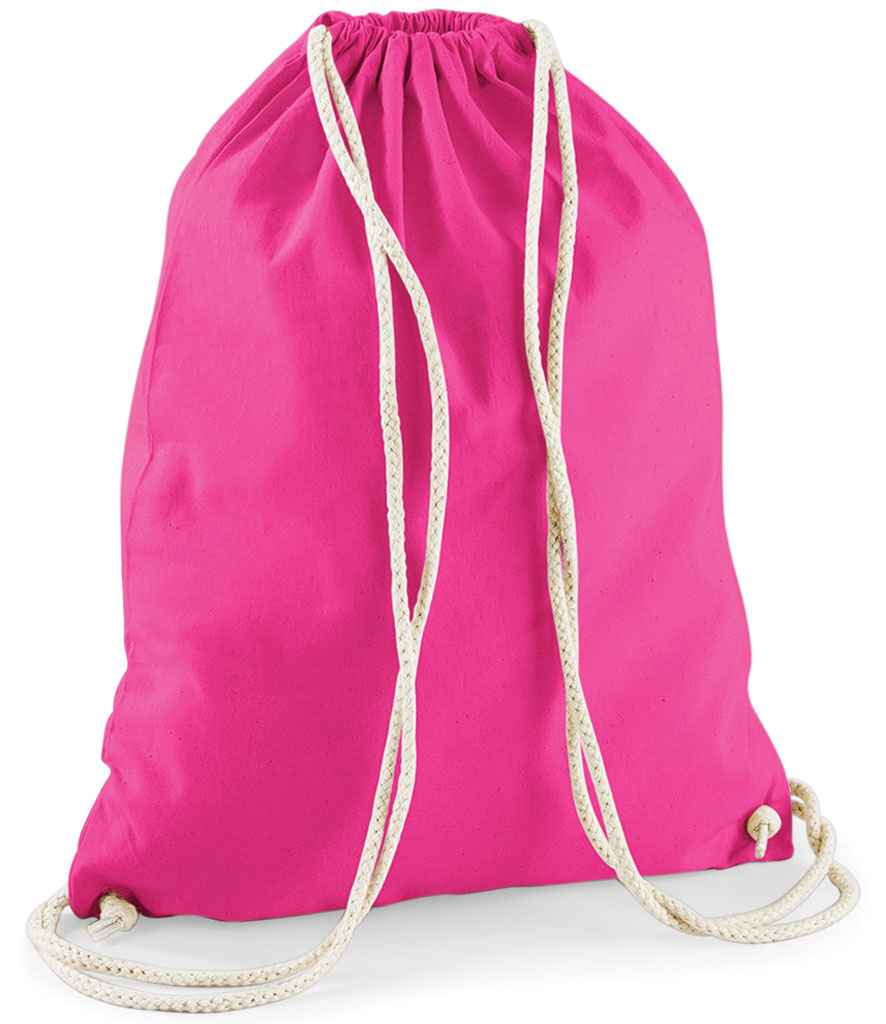 Westford Mill Cotton Gymsac in ONE Fuchsia by Westford Mill — Custom branded clothing by Print Press, featuring premium embroidery produced in our specialist print lab in the UK.