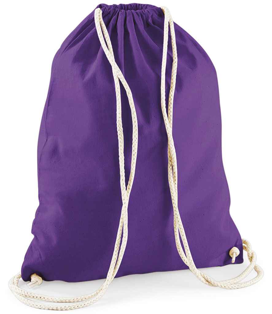 Westford Mill Cotton Gymsac in ONE Purple by Westford Mill — Custom branded clothing by Print Press, featuring premium embroidery produced in our specialist print lab in the UK.