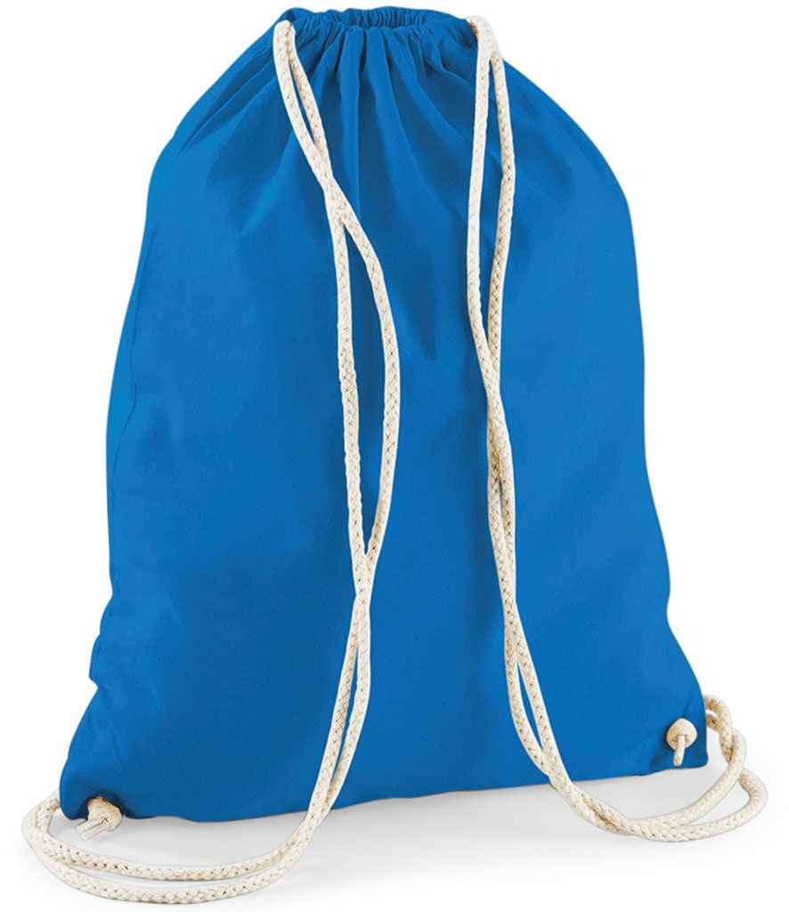 Westford Mill Cotton Gymsac in ONE Sapphire Blue by Westford Mill — Custom branded clothing by Print Press, featuring premium embroidery produced in our specialist print lab in the UK.