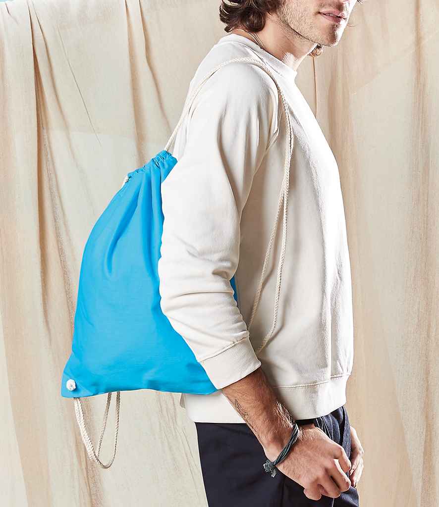 Westford Mill Cotton Gymsac in ONE Surf Blue by Westford Mill — Custom branded clothing by Print Press, featuring premium embroidery produced in our specialist print lab in the UK.