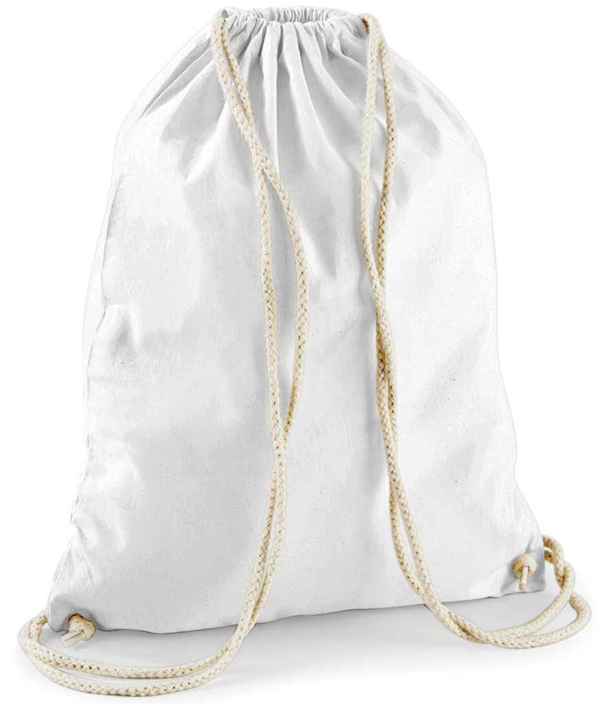 Westford Mill Cotton Gymsac in ONE White by Westford Mill — Custom branded clothing by Print Press, featuring premium embroidery produced in our specialist print lab in the UK.