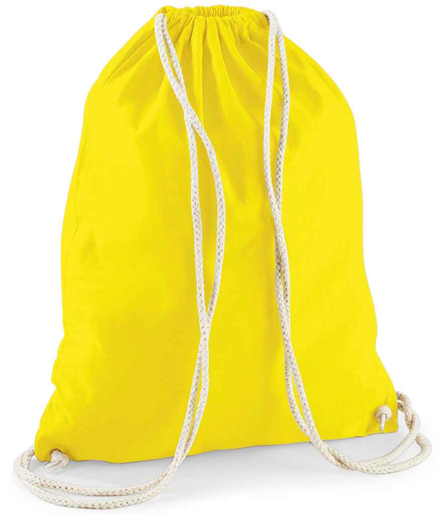 Westford Mill Cotton Gymsac in ONE Yellow by Westford Mill — Custom branded clothing by Print Press, featuring premium embroidery produced in our specialist print lab in the UK.