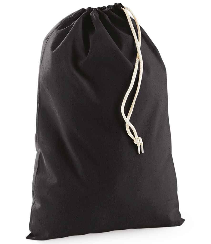 Westford Mill Cotton Stuff Bag in Black by Westford Mill — Custom branded clothing by Print Press, featuring premium embroidery produced in our specialist print lab in the UK.