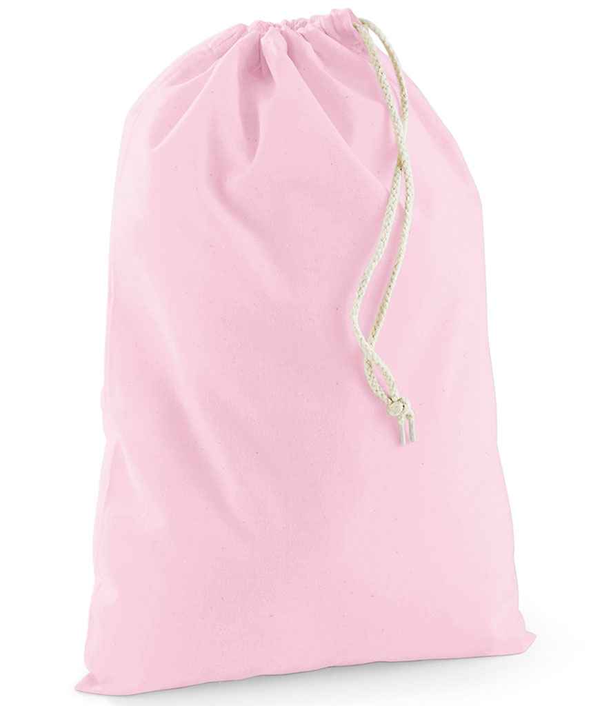 Westford Mill Cotton Stuff Bag in Classic Pink by Westford Mill — Custom branded clothing by Print Press, featuring premium embroidery produced in our specialist print lab in the UK.