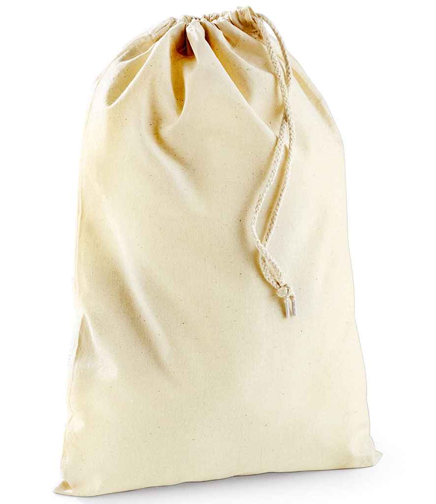 Westford Mill Cotton Stuff Bag in Natural by Westford Mill — Custom branded clothing by Print Press, featuring premium embroidery produced in our specialist print lab in the UK.
