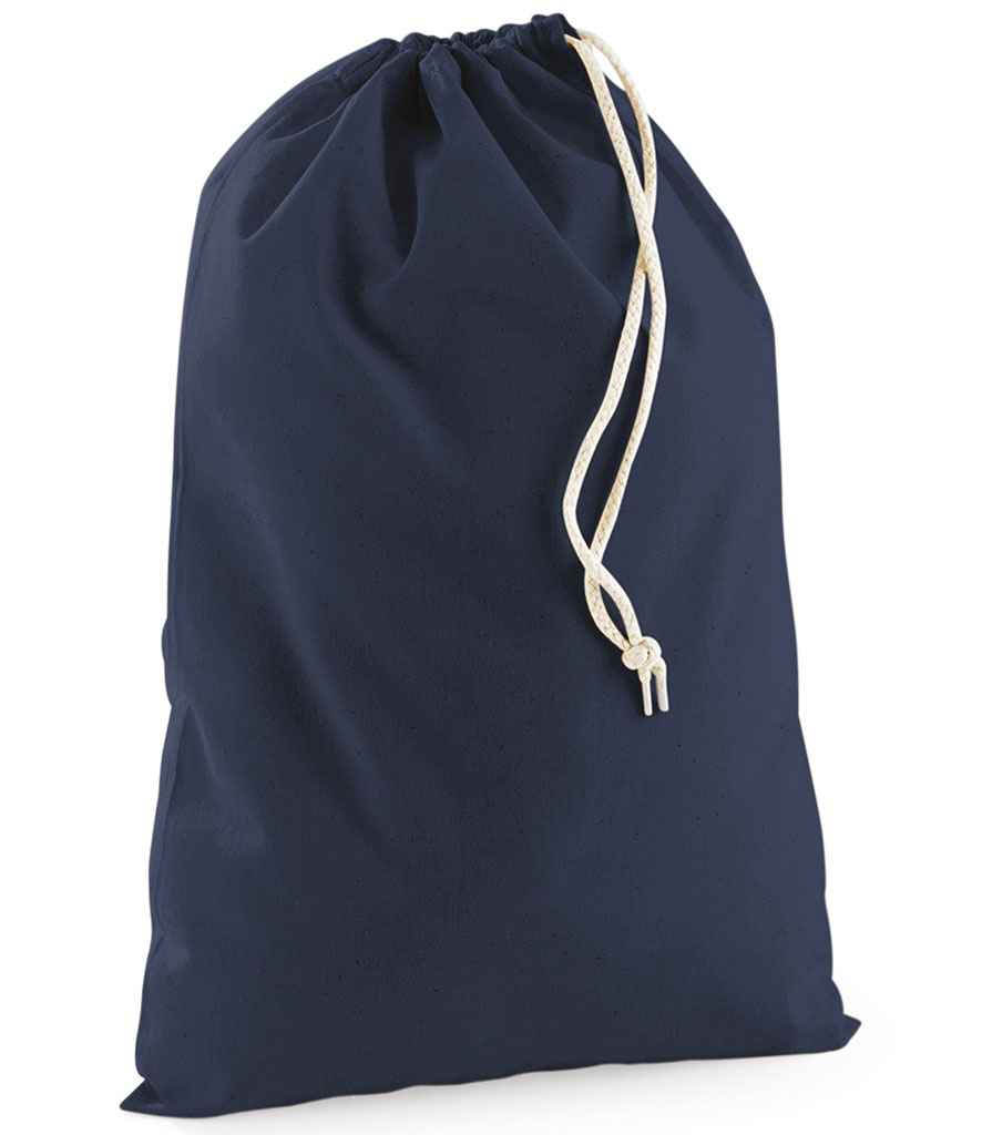 Westford Mill Cotton Stuff Bag in Navy by Westford Mill — Custom branded clothing by Print Press, featuring premium embroidery produced in our specialist print lab in the UK.
