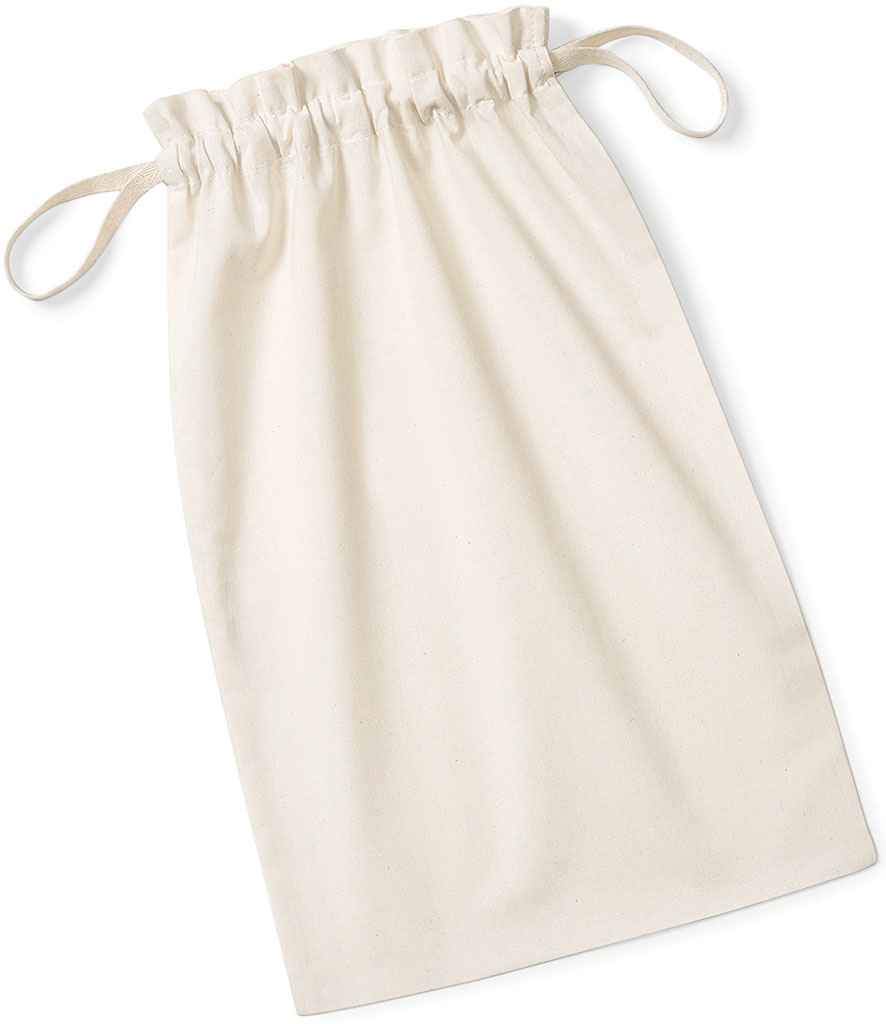 Westford Mill Organic Cotton Drawcord Bag in by Westford Mill — Custom branded clothing by Print Press, featuring premium embroidery produced in our specialist print lab in the UK.