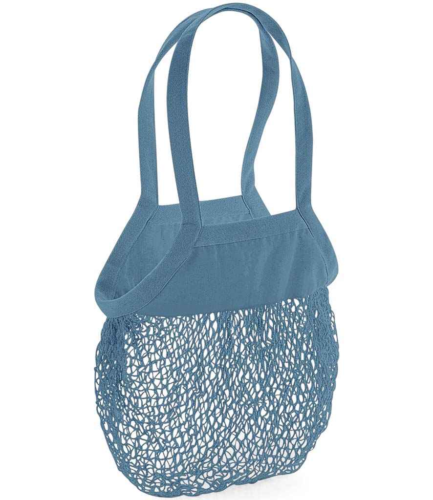 Westford Mill Organic Cotton Mesh Grocery Bag in ONE Airforce Blue by Westford Mill — Custom branded clothing by Print Press, featuring premium embroidery produced in our specialist print lab in the UK.