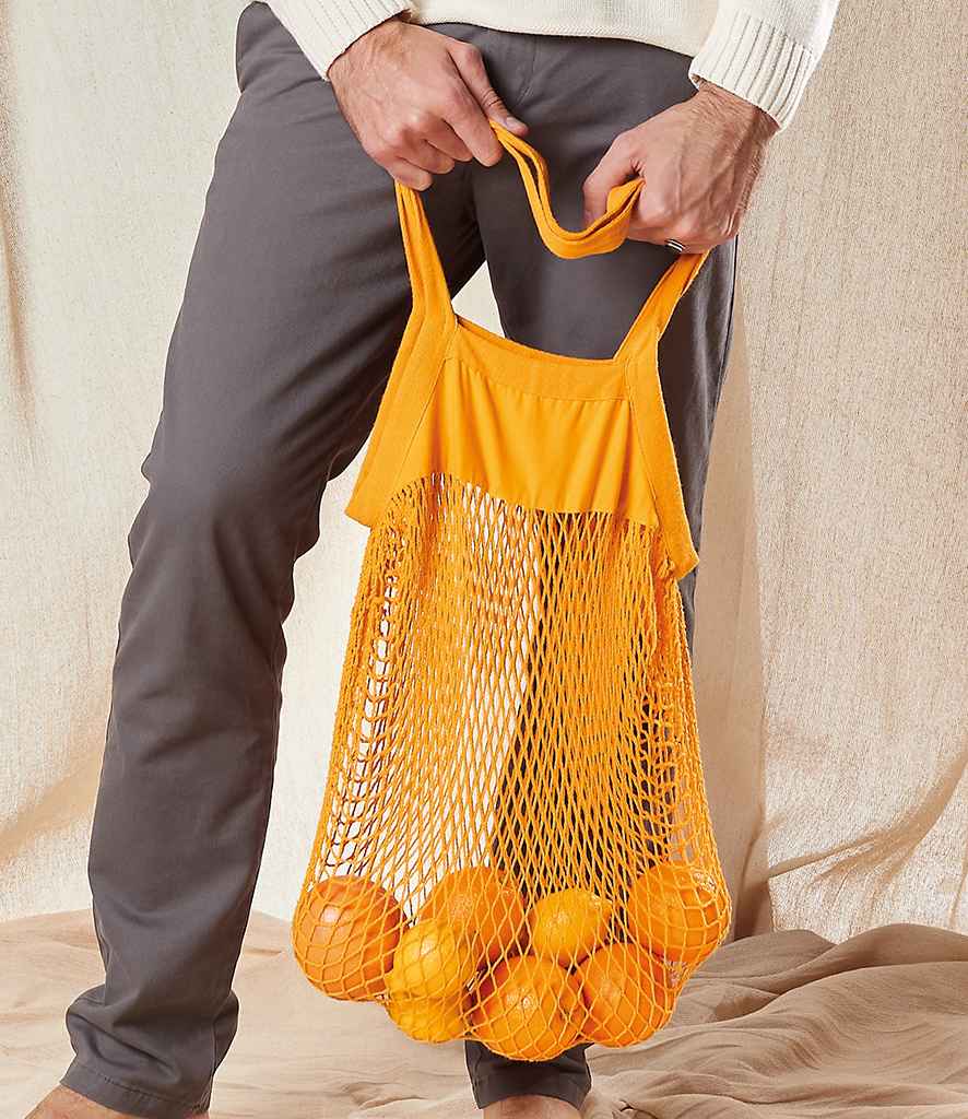 Westford Mill Organic Cotton Mesh Grocery Bag in ONE Amber by Westford Mill — Custom branded clothing by Print Press, featuring premium embroidery produced in our specialist print lab in the UK.
