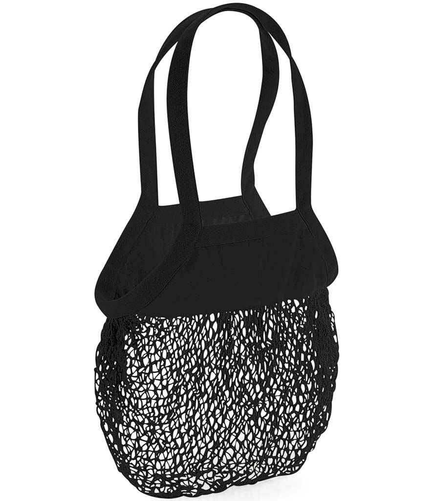 Westford Mill Organic Cotton Mesh Grocery Bag in ONE Black by Westford Mill — Custom branded clothing by Print Press, featuring premium embroidery produced in our specialist print lab in the UK.