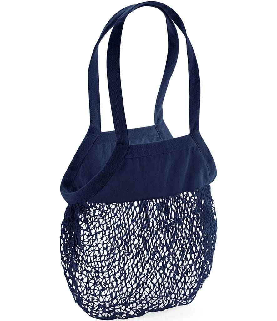 Westford Mill Organic Cotton Mesh Grocery Bag in ONE Navy by Westford Mill — Custom branded clothing by Print Press, featuring premium embroidery produced in our specialist print lab in the UK.