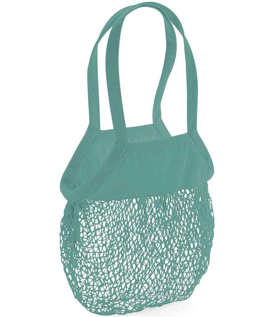 Westford Mill Organic Cotton Mesh Grocery Bag in ONE Sage Green by Westford Mill — Custom branded clothing by Print Press, featuring premium embroidery produced in our specialist print lab in the UK.