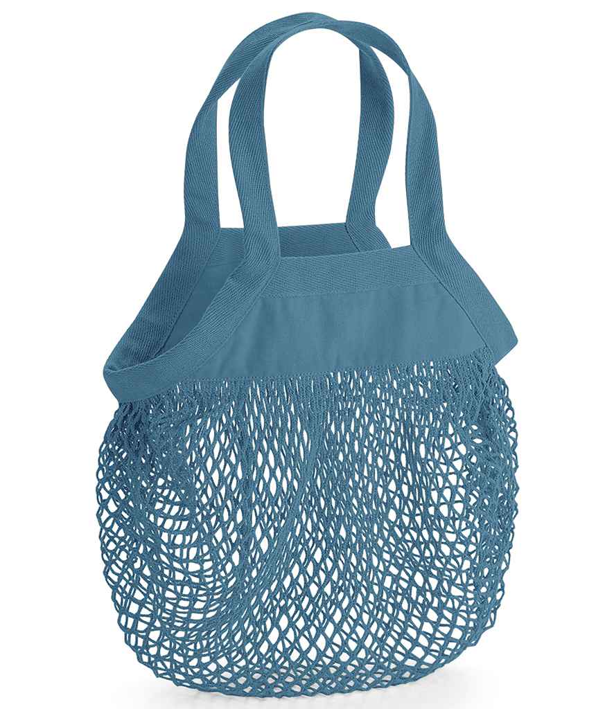 Westford Mill Organic Cotton Mini Mesh Grocery Bag in ONE Airforce Blue by Westford Mill — Custom branded clothing by Print Press, featuring premium embroidery produced in our specialist print lab in the UK.