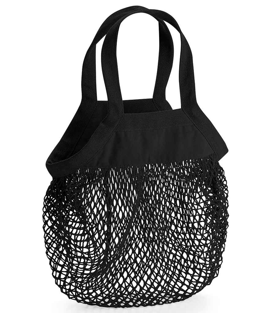 Westford Mill Organic Cotton Mini Mesh Grocery Bag in ONE Black by Westford Mill — Custom branded clothing by Print Press, featuring premium embroidery produced in our specialist print lab in the UK.