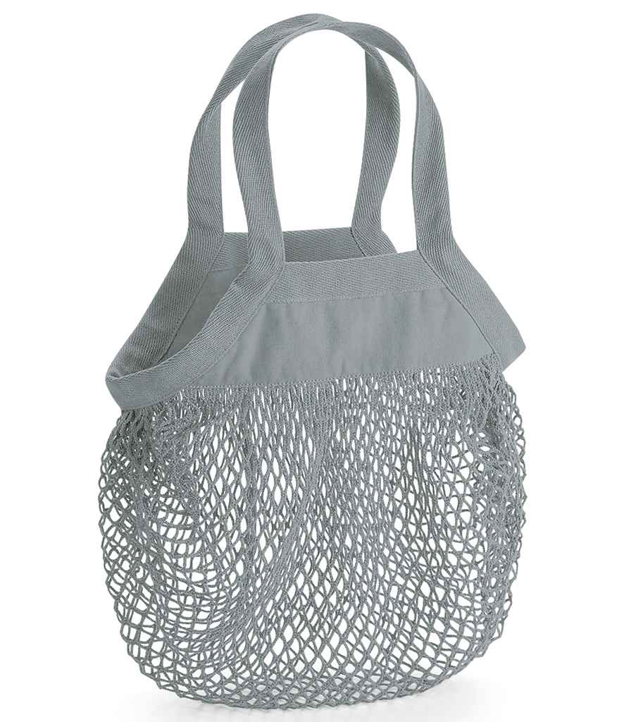 Westford Mill Organic Cotton Mini Mesh Grocery Bag in ONE Pure Grey by Westford Mill — Custom branded clothing by Print Press, featuring premium embroidery produced in our specialist print lab in the UK.