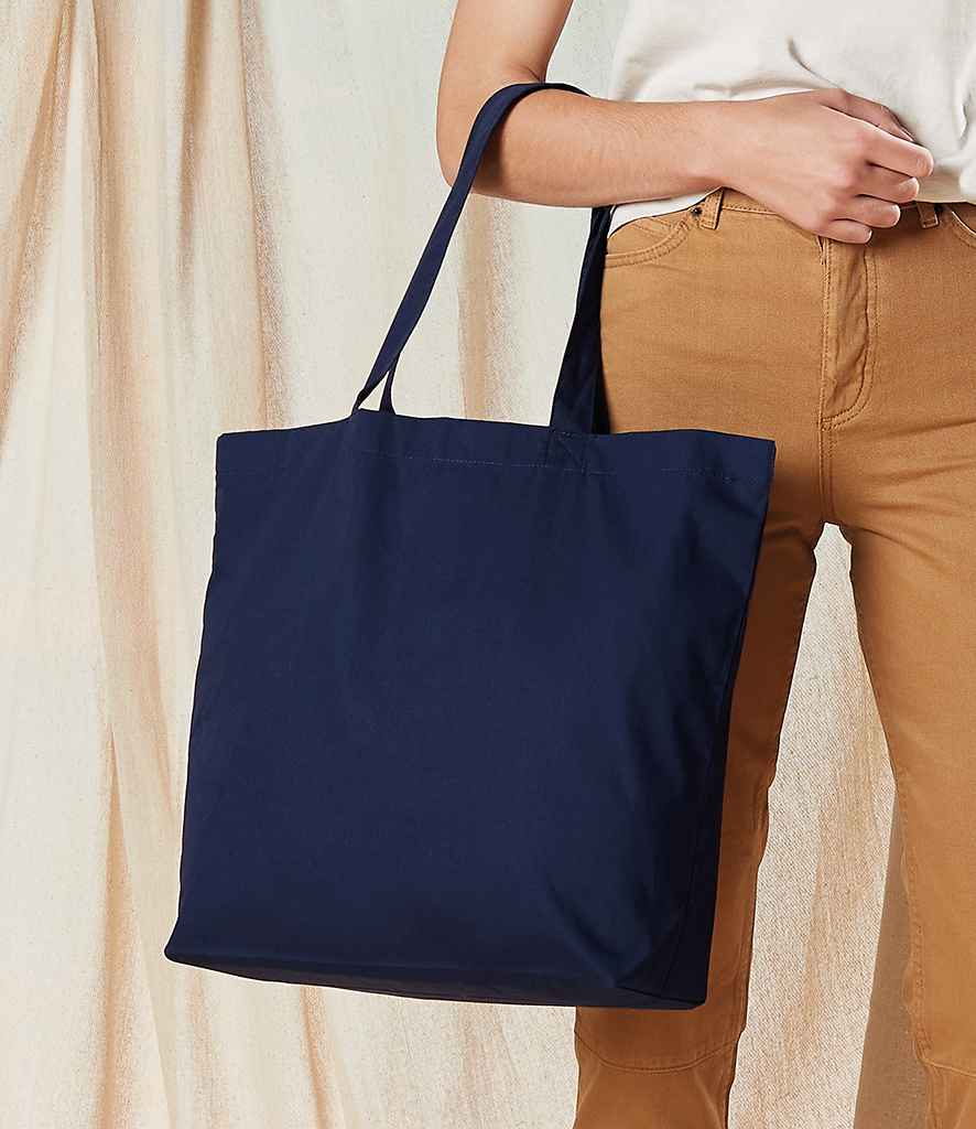 Westford Mill Premium Cotton Maxi Tote Bag in ONE French Navy by Westford Mill — Custom branded clothing by Print Press, featuring premium embroidery produced in our specialist print lab in the UK.